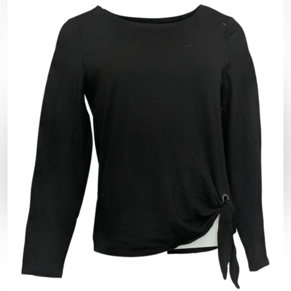 Nwot TripleLuxe Knit Grommet Side Tie Top Black Belle by Kim Gravel Medium M